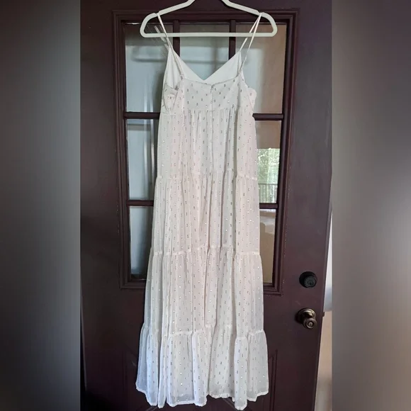 Express White Metallic Gold Flowy Maxi Dress - Picture 4 of 12